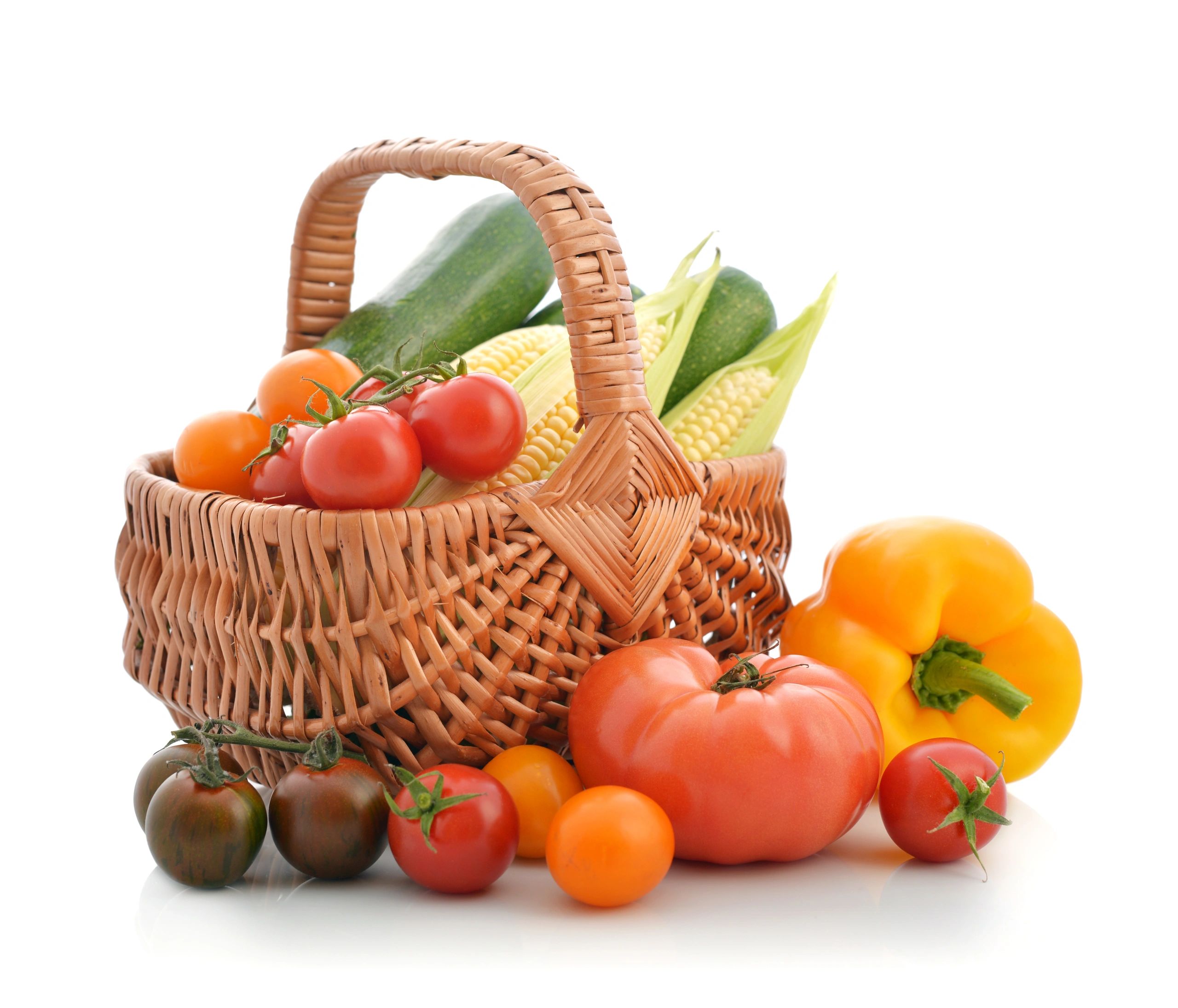 Basket of organic vegetables from the homestead